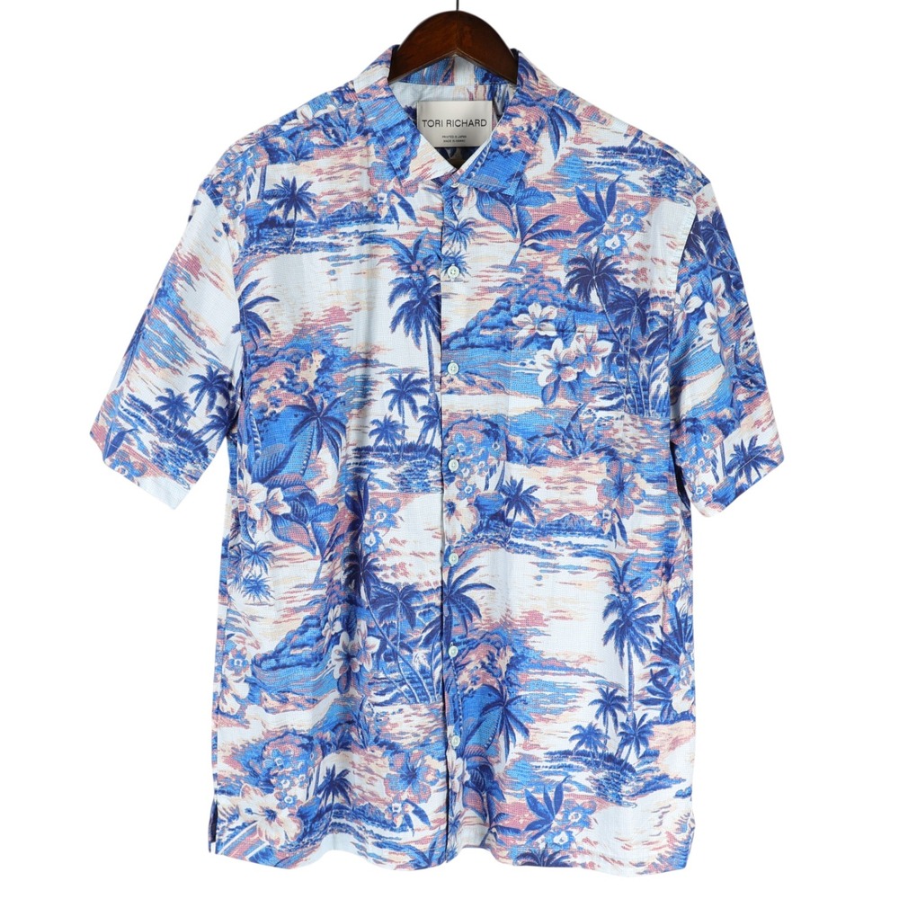 Tori Richard Nostalgic Coast Cotton Lawn Shirt Mens XL Blue Hawaiian Aloha NWT